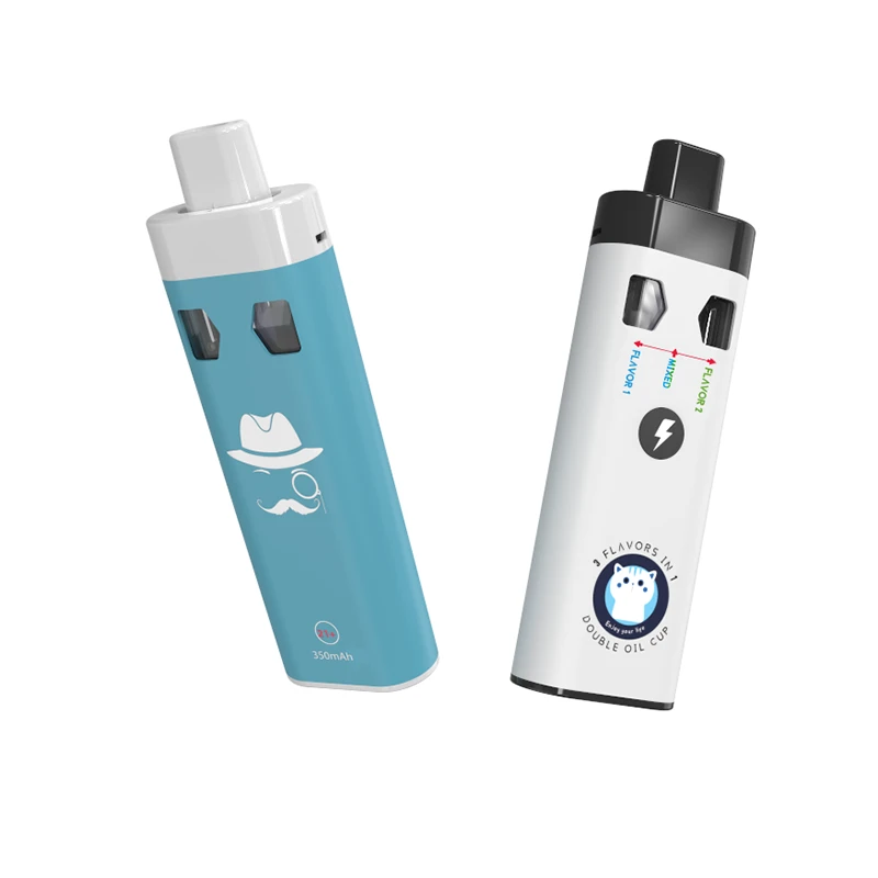 1+1ML CBD 2in1 Dual Chamber Empty Disposable Vape Pen Manufacturer For D9 THC HHC Distillate Live Resin Thick Oil