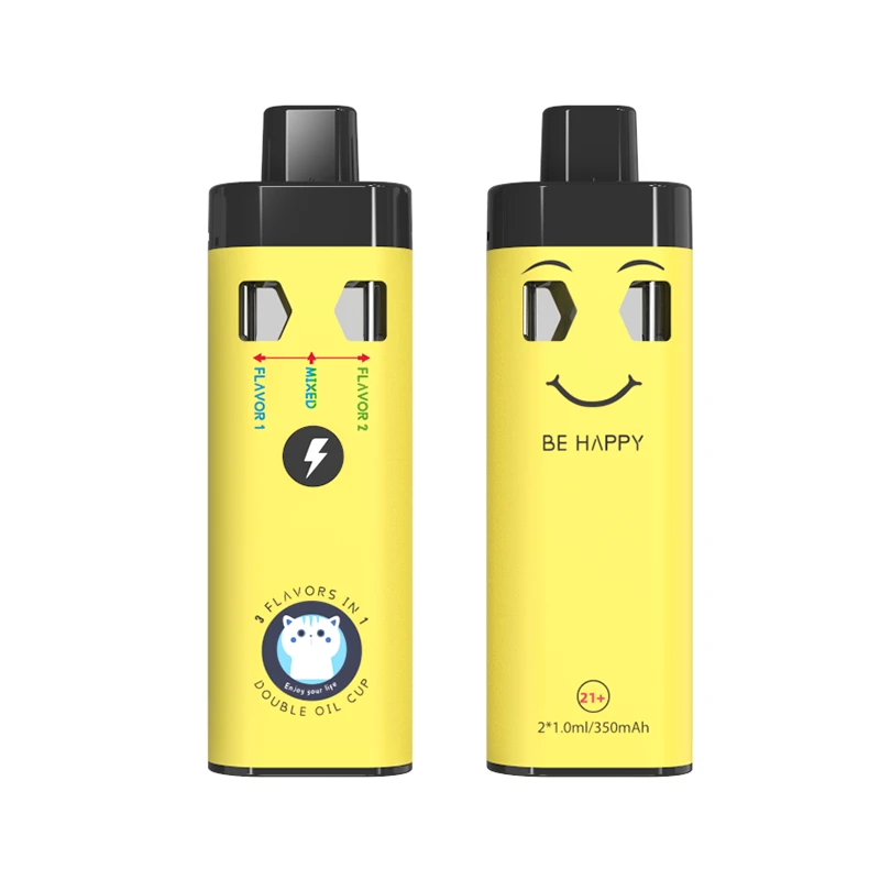 1+1ML CBD 2in1 Dual Chamber Empty Disposable Vape Pen Manufacturer For D9 THC HHC Distillate Live Resin Thick Oil